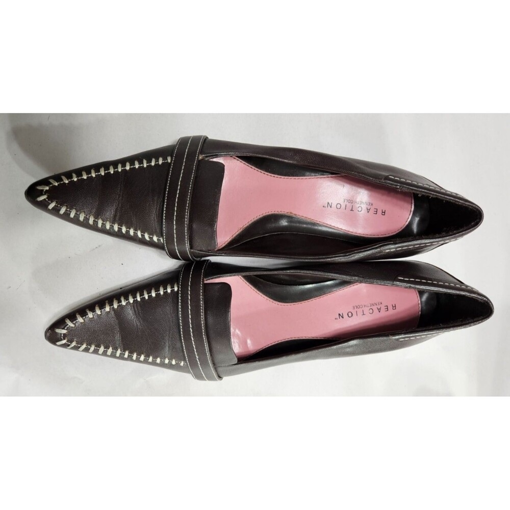 Kenneth Cole Women's Dark Brown Pointed Moccasin Flats with Pink Insole